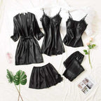 5Pcs Imported Nighty | High Quality Silk Night Wear | Honeymoon Bridal Set Pack of 5Pcs