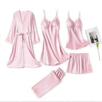 5Pcs Imported Nighty | High Quality Silk Night Wear | Honeymoon Bridal Set Pack of 5Pcs